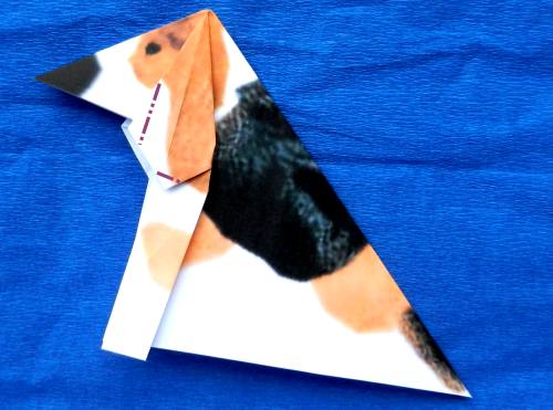 Een Beagle puppy van papier maken