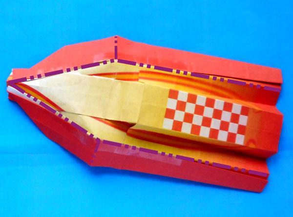 Origami speedboot vouwen