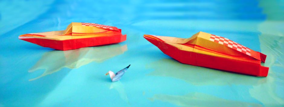 Origami speedboats