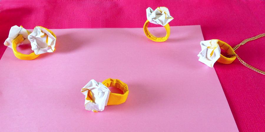 Origami flower rings