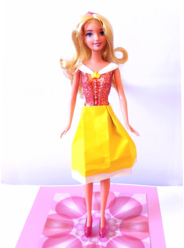 Barbie with paper Origami knee length skirt Barbie with paper Origami knee length skirt
