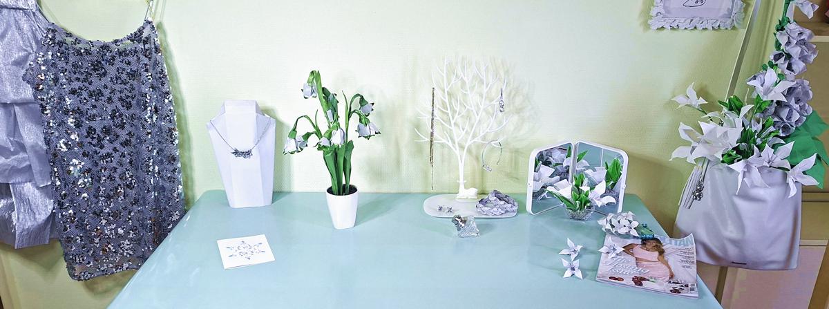 Interior with Origami Flowers