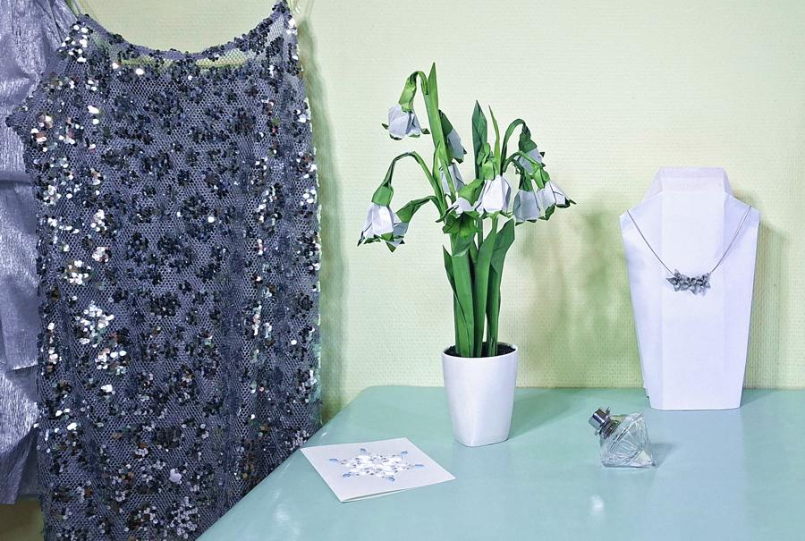 Interior with Origami Flowers