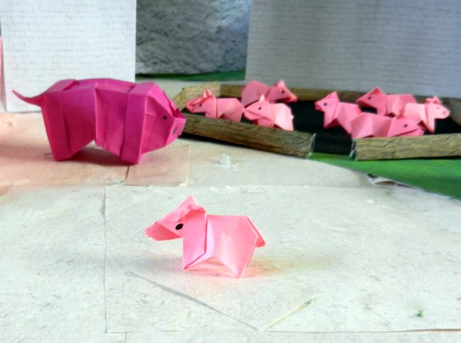 Origami varkens