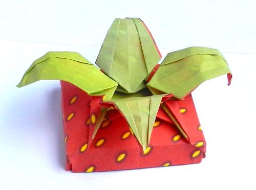 origami strawberry gift box folding instructions