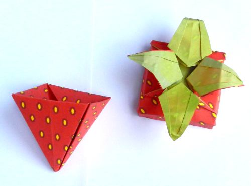 origami strawberry gift box folding instructions