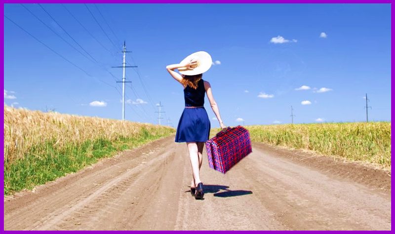 Girl with an Origami suitcase