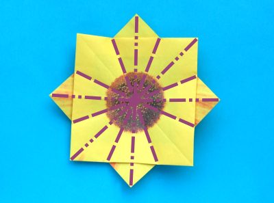 Origami Zonnebloem vouwen