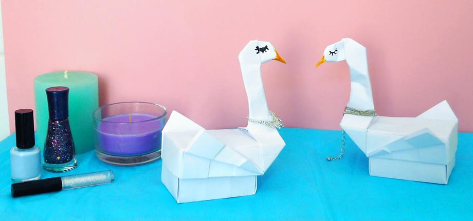Origami Zwanen doosjes Origami Zwanen doosjes