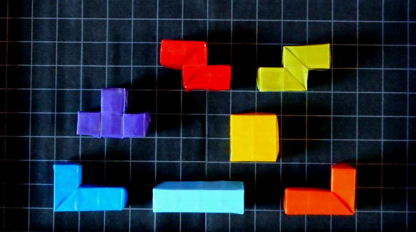 Origami Tetris blokken