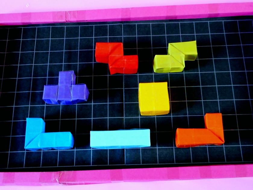 Origami Tetris blokken