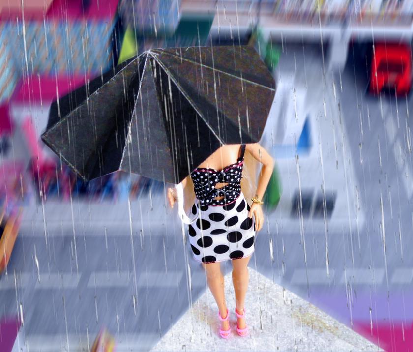 Fashion doll with umbrella