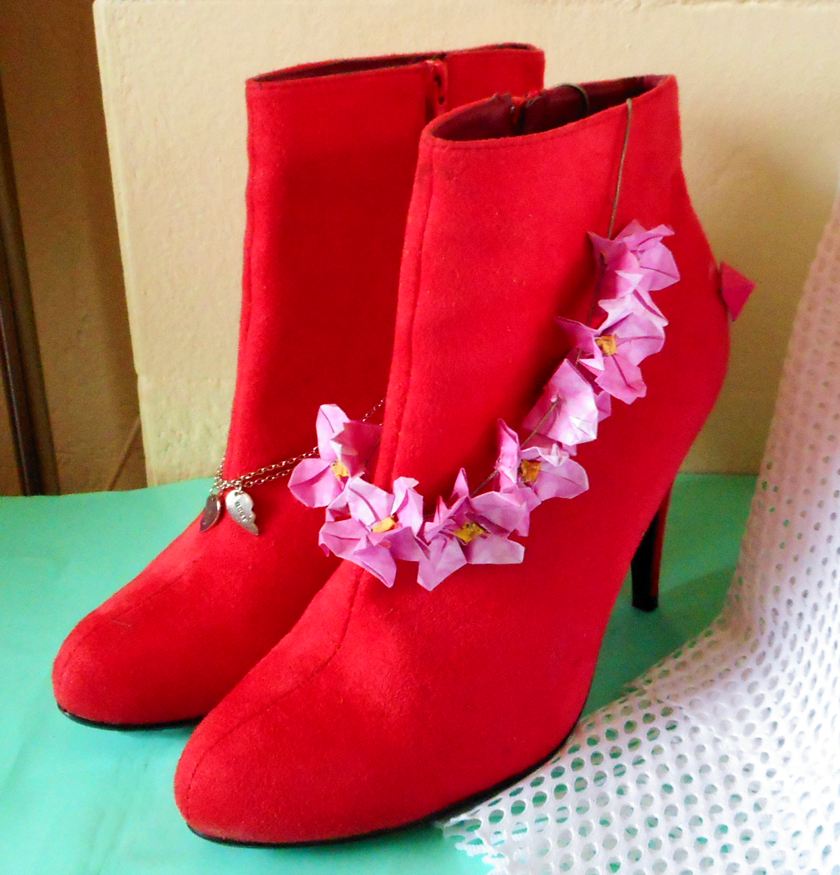 Shoes with Origami Flowers
