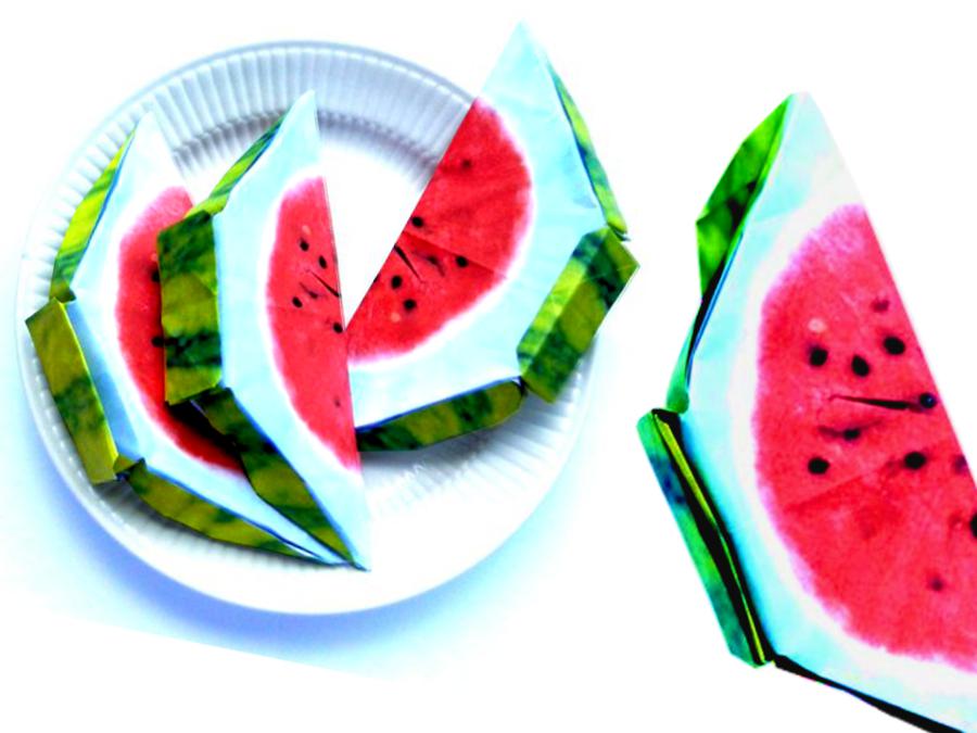 Origami Watermelon slices Origami Watermelon slices
