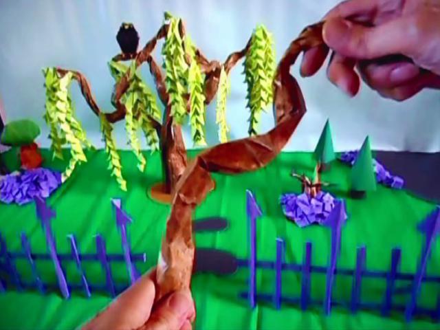 Treurwilg boompje van papier maken Treurwilg boompje van papier maken