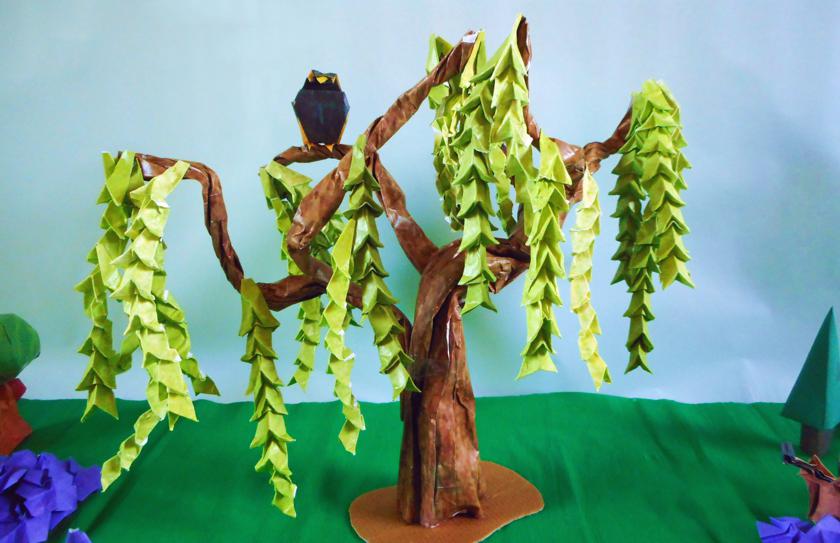 Origami Treurwilg boom Origami Treurwilg boom