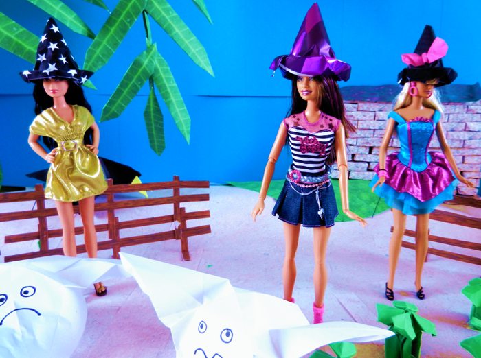 barbie teen witches with origami witch hats