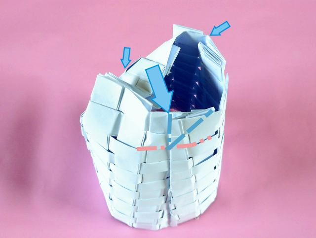 Mandje van papier vlechten Mandje van papier vlechten