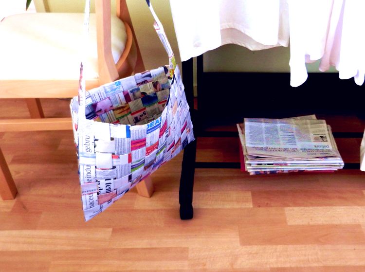 Bag made out of newspaper strips