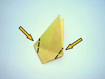 origami diagrammen van een geel bloemetje