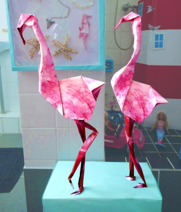 Origami Flamingo's