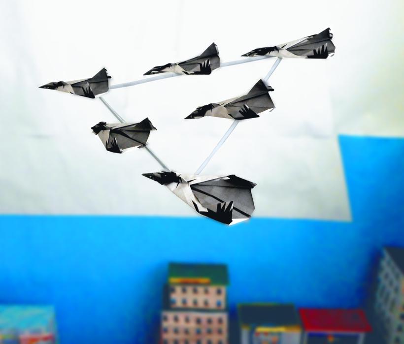 Origami planes in formation