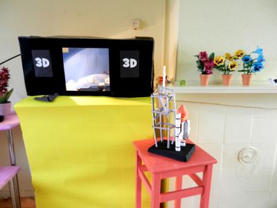 mechanische 3d televisie met technisch lego onderdelen