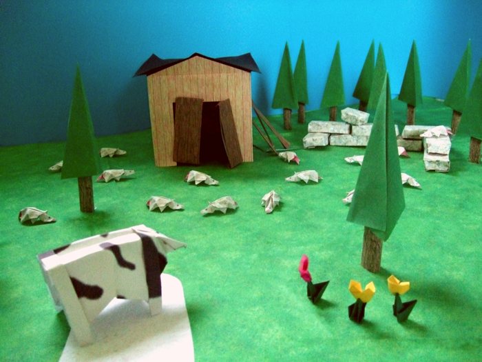 ratten van papier bij een schuurtje in het land ratten van papier bij een schuurtje in het land