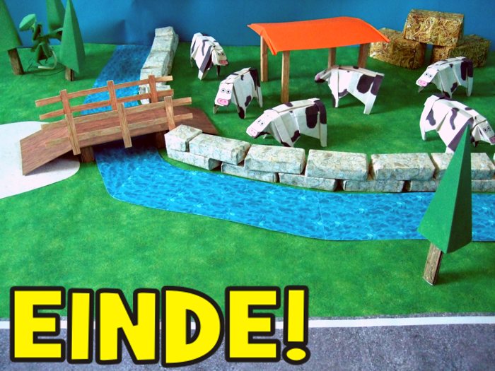 origami koeien op een grote weide origami koeien op een grote weide