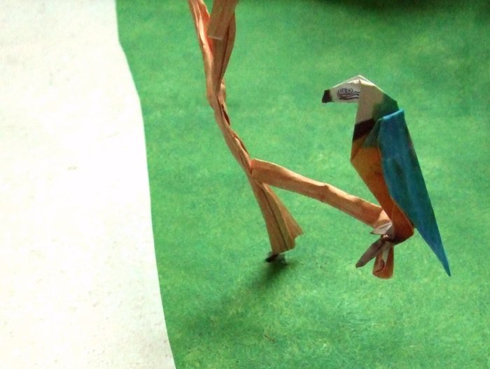 origami parrot in a paper tree origami parrot in a paper tree