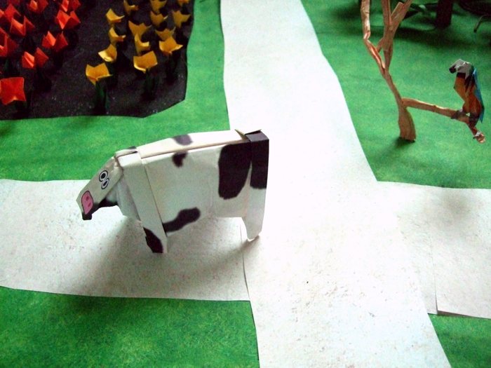 funky origami cow in the land funky origami cow in the land