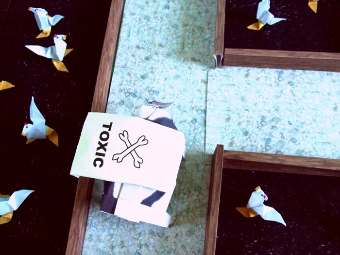 cow walking at an origami chicken farm cow walking at an origami chicken farm