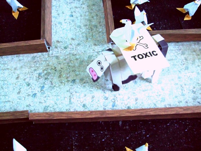 origami cow with a chicken on her back origami cow with a chicken on her back