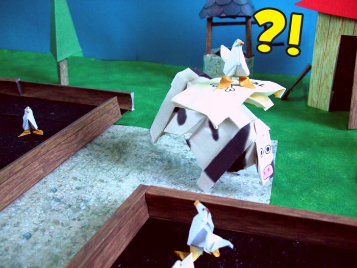 jumping origami cow jumping origami cow