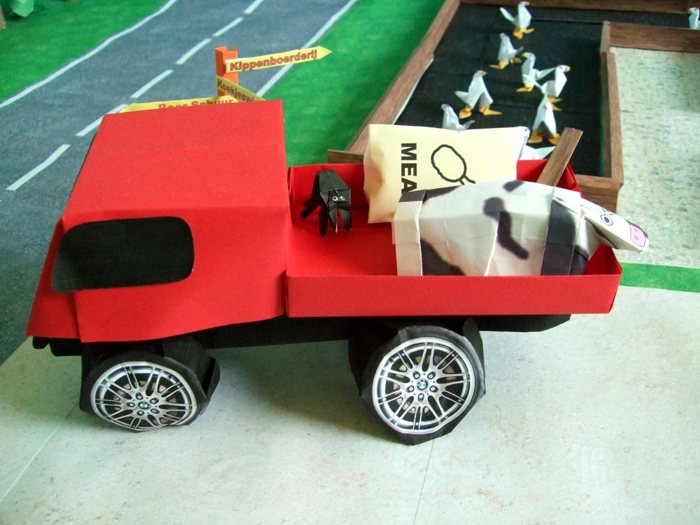 cow lying on a kirigami pick up truck cow lying on a kirigami pick up truck