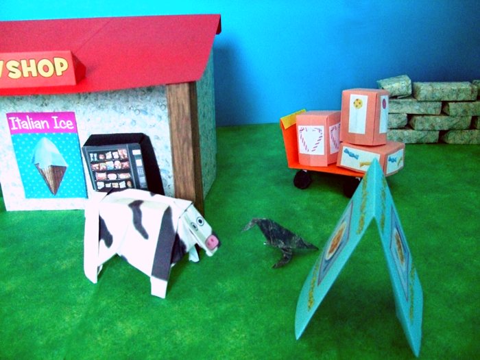 origami cow listening to a crow talking origami cow listening to a crow talking