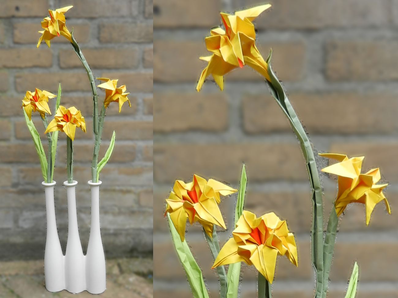 kaartje met gevouwen narcissen