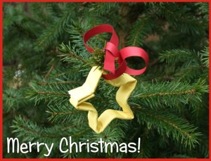 Christmas card with a cute origami star Christmas card with a cute origami star