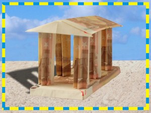 kaartje van een grieks gebouw van euro biljetten kaartje van een grieks gebouw van euro biljetten