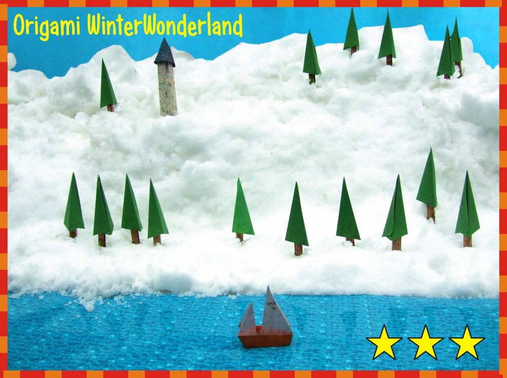 knutselkaartje van een winterwonderlandschap