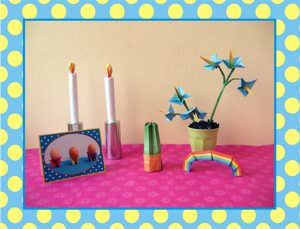kaartje met blauwe fantasie bloemen kaartje met blauwe fantasie bloemen