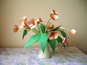 Card with cute orange origami flowers