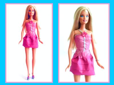 Barbie in een rokje van papier