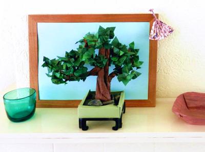 Bonsai boompje van papierkunst