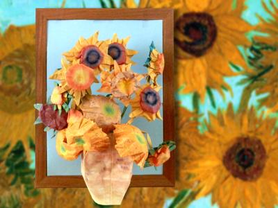Origami van Gogh zonnebloemen Origami van Gogh zonnebloemen