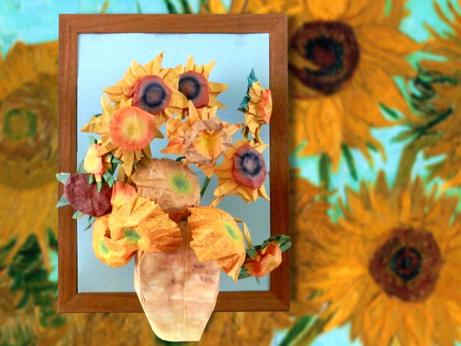 Origami van Gogh sunflowers