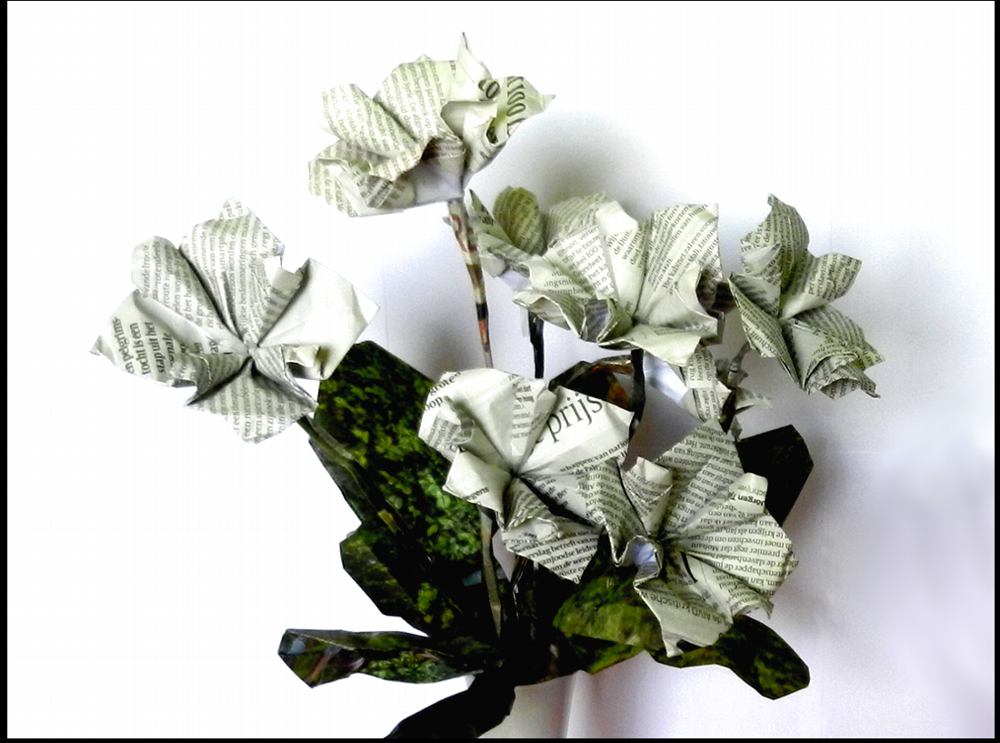 Origami Newspaper Flowers