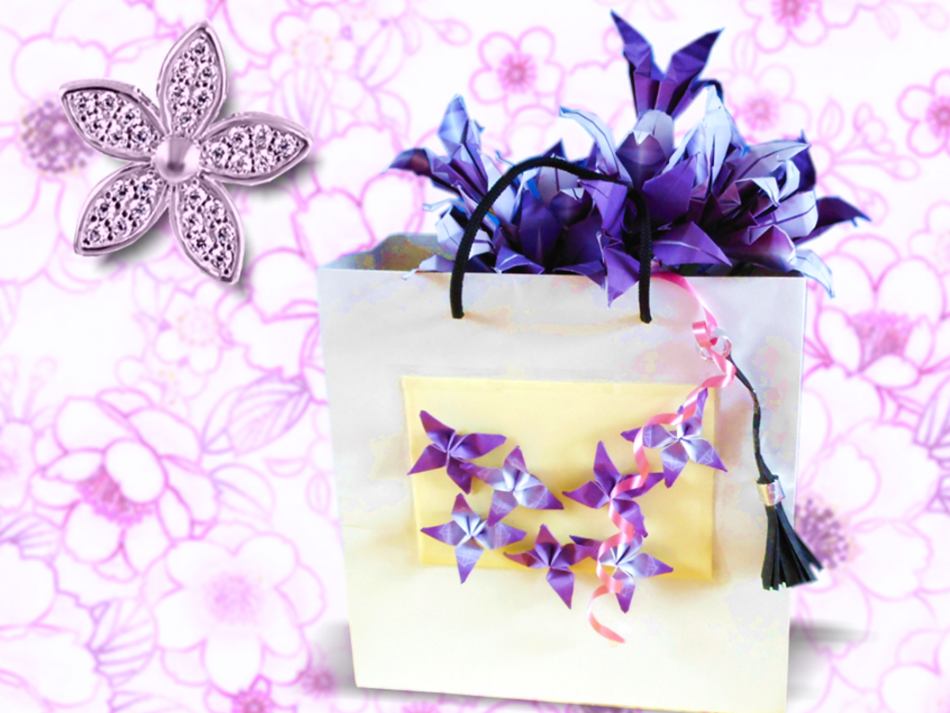 Bag with Origami flowers