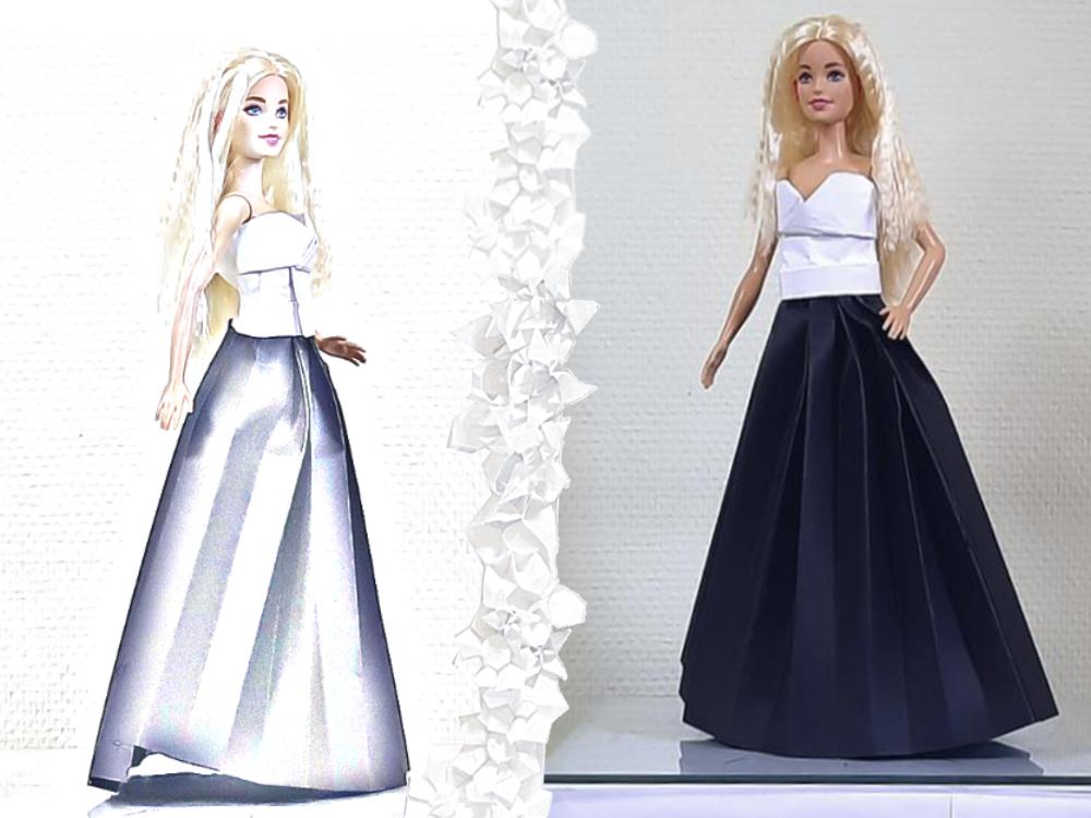 Barbie doll in an Origami dress