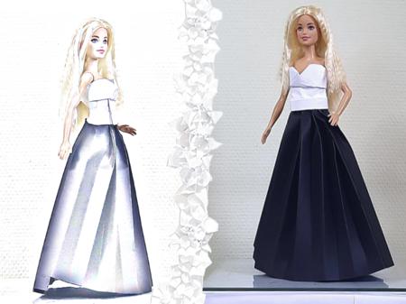 Barbie doll in an Origami dress